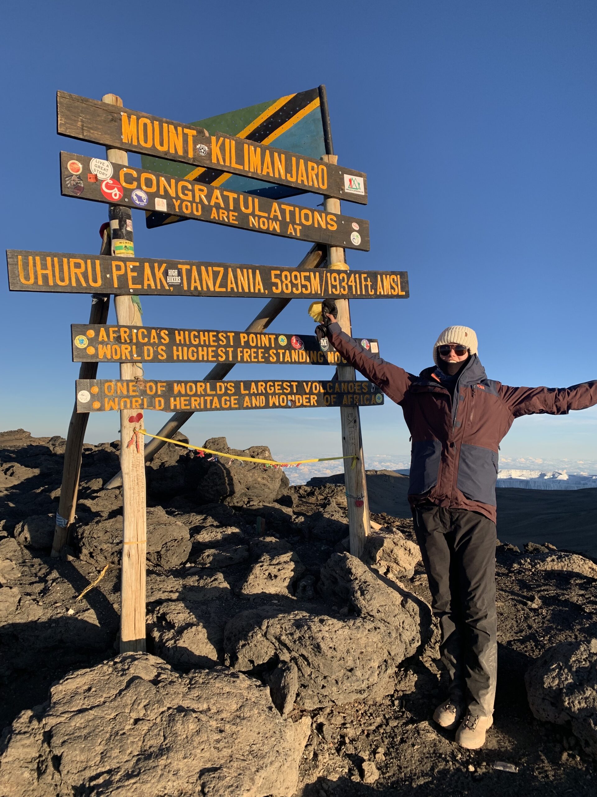 RCIC Barbara Kolvekova summitting Mount Kilimanjaro. Barbara helps people Immigrate to Canada.